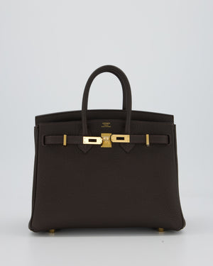 *HOT COLOUR* Hermès Birkin 25 Retourne Bag in Bai Brun Togo Leather with Gold Hardware