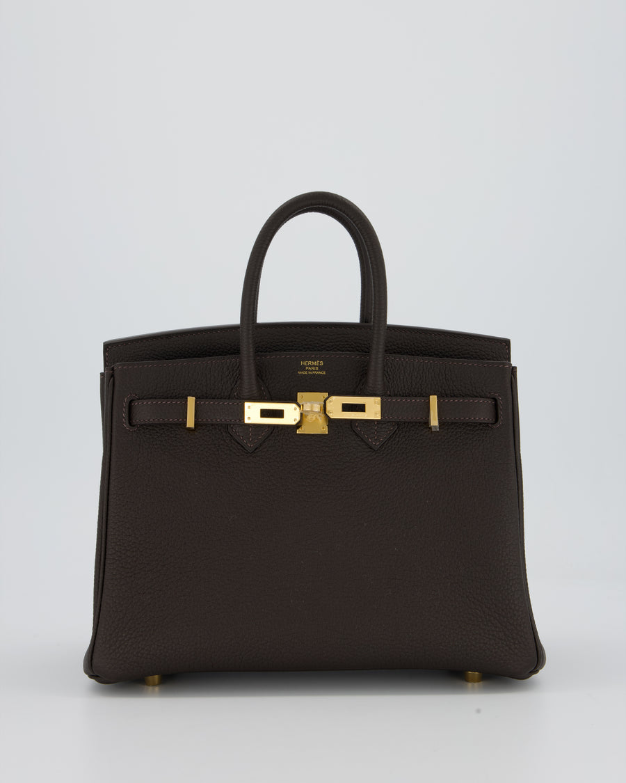 *HOT COLOUR* Hermès Birkin 25 Retourne Bag in Bai Brun Togo Leather with Gold Hardware