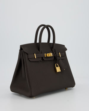 *HOT COLOUR* Hermès Birkin 25 Retourne Bag in Bai Brun Togo Leather with Gold Hardware