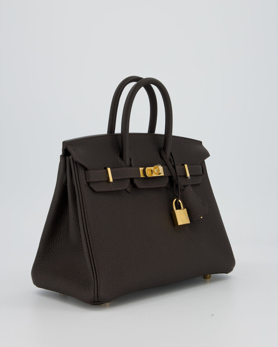 *HOT COLOUR* Hermès Birkin 25 Retourne Bag in Bai Brun Togo Leather with Gold Hardware