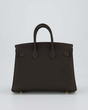 *HOT COLOUR* Hermès Birkin 25 Retourne Bag in Bai Brun Togo Leather with Gold Hardware