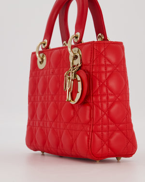 Christian Dior Small ABC Lady Dior Bag in Strawberry Red Lambskin Leather with Champagne Gold Hardware
