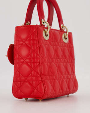 Christian Dior Small ABC Lady Dior Bag in Strawberry Red Lambskin Leather with Champagne Gold Hardware