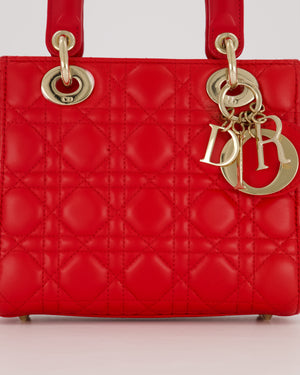 Christian Dior Small ABC Lady Dior Bag in Strawberry Red Lambskin Leather with Champagne Gold Hardware