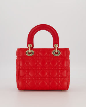 Christian Dior Small ABC Lady Dior Bag in Strawberry Red Lambskin Leather with Champagne Gold Hardware