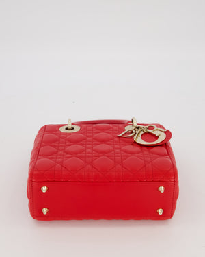 Christian Dior Small ABC Lady Dior Bag in Strawberry Red Lambskin Leather with Champagne Gold Hardware