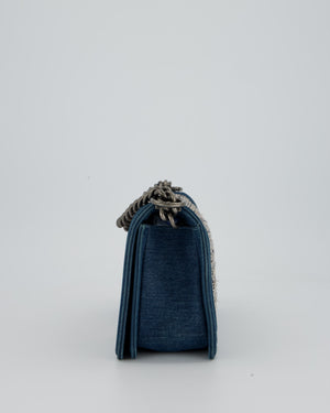 Chanel Black Medium Boy Bag in Blue Denim Tweed with Gunmetal Hardware