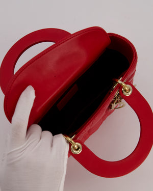 Christian Dior Small ABC Lady Dior Bag in Ferrari Red Lambskin Leather with Gold Hardware