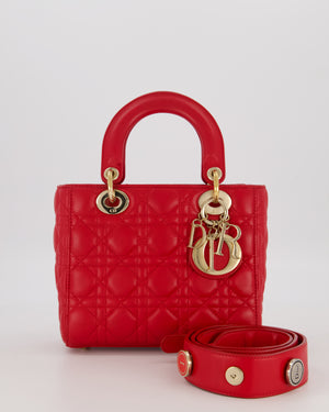 Christian Dior Small ABC Lady Dior Bag in Ferrari Red Lambskin Leather with Gold Hardware
