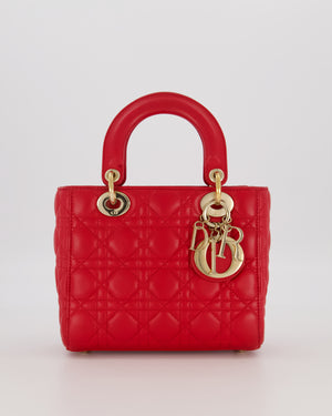 Christian Dior Small ABC Lady Dior Bag in Ferrari Red Lambskin Leather with Gold Hardware