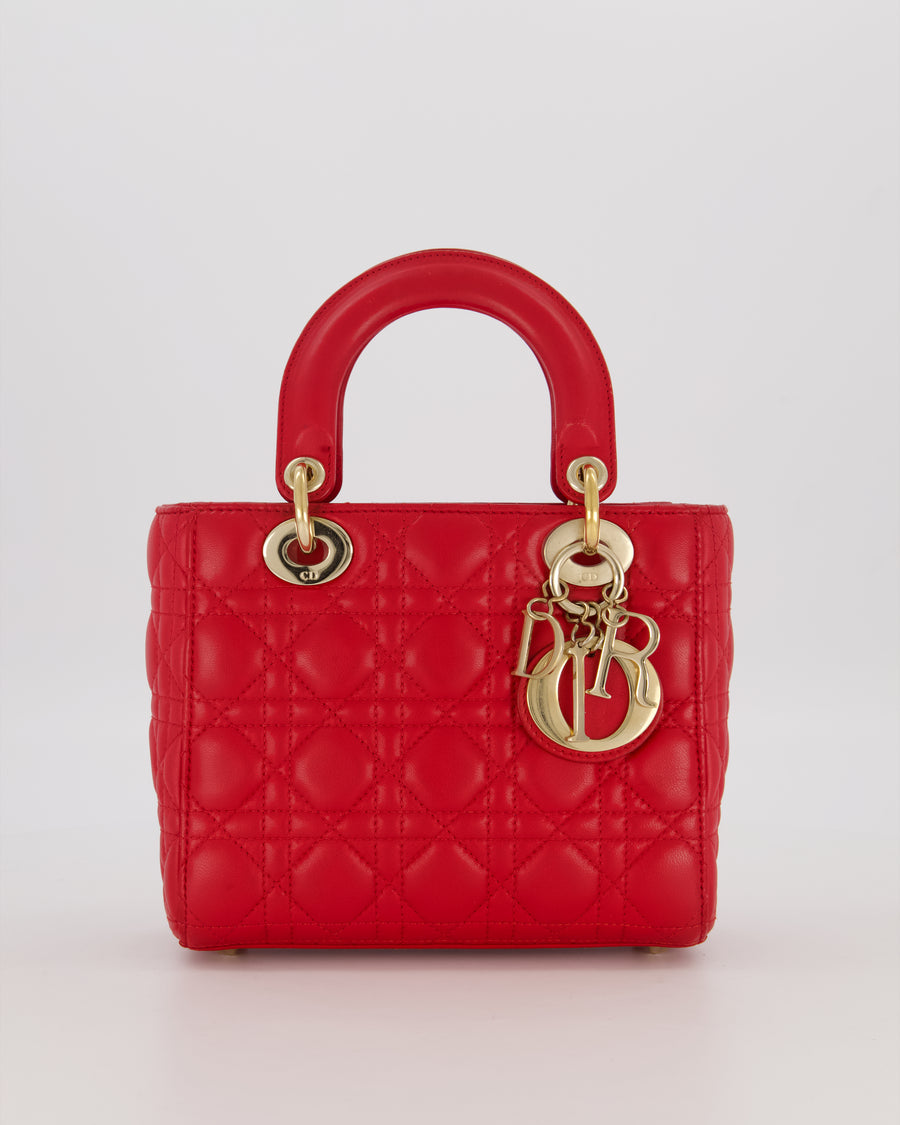 Christian Dior Small ABC Lady Dior Bag in Ferrari Red Lambskin Leather with Gold Hardware