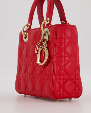 Christian Dior Small ABC Lady Dior Bag in Ferrari Red Lambskin Leather with Gold Hardware