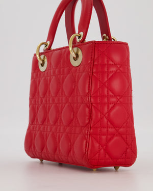 Christian Dior Small ABC Lady Dior Bag in Ferrari Red Lambskin Leather with Gold Hardware
