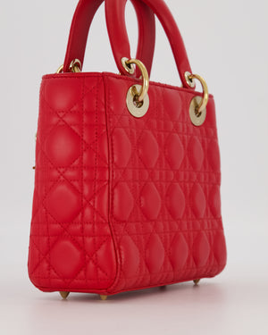 Christian Dior Small ABC Lady Dior Bag in Ferrari Red Lambskin Leather with Gold Hardware