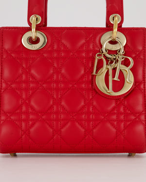 Christian Dior Small ABC Lady Dior Bag in Ferrari Red Lambskin Leather with Gold Hardware