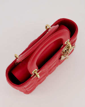 Christian Dior Small ABC Lady Dior Bag in Ferrari Red Lambskin Leather with Gold Hardware
