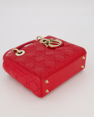 Christian Dior Small ABC Lady Dior Bag in Ferrari Red Lambskin Leather with Gold Hardware