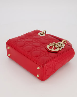 Christian Dior Small ABC Lady Dior Bag in Ferrari Red Lambskin Leather with Gold Hardware