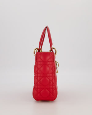 Christian Dior Small ABC Lady Dior Bag in Ferrari Red Lambskin Leather with Gold Hardware