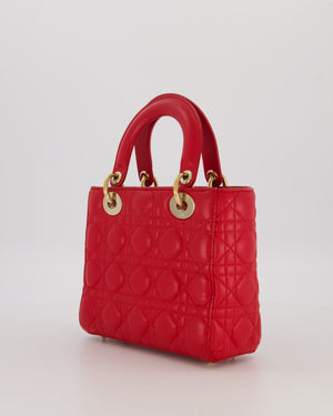 Christian Dior Small ABC Lady Dior Bag in Ferrari Red Lambskin Leather with Gold Hardware