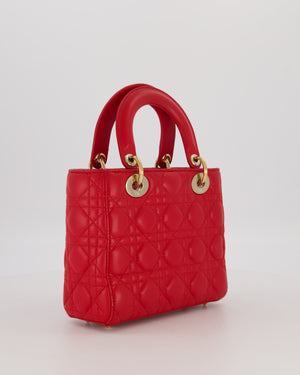Christian Dior Small ABC Lady Dior Bag in Ferrari Red Lambskin Leather with Gold Hardware