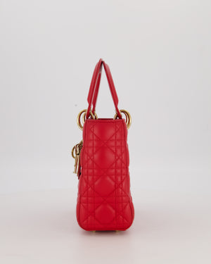 Christian Dior Small ABC Lady Dior Bag in Ferrari Red Lambskin Leather with Gold Hardware