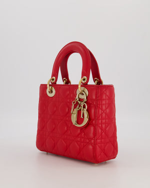 Christian Dior Small ABC Lady Dior Bag in Ferrari Red Lambskin Leather with Gold Hardware