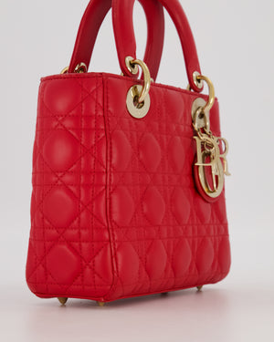 Christian Dior Small ABC Lady Dior Bag in Ferrari Red Lambskin Leather with Gold Hardware