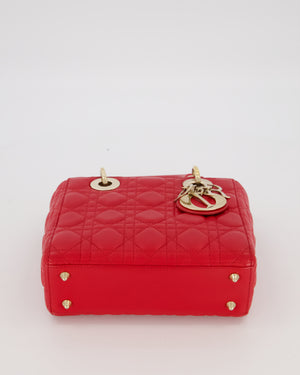 Christian Dior Small ABC Lady Dior Bag in Ferrari Red Lambskin Leather with Gold Hardware