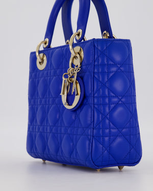 Christian Dior Royal Blue Small Lady Dior Bag in Lambskin Cannage Leather with Champagne Gold Hardware