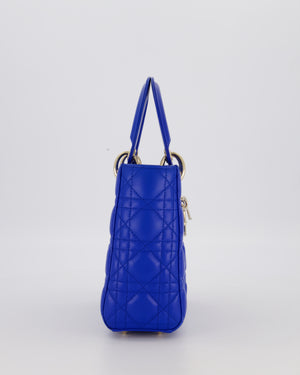 Christian Dior Royal Blue Small Lady Dior Bag in Lambskin Cannage Leather with Champagne Gold Hardware