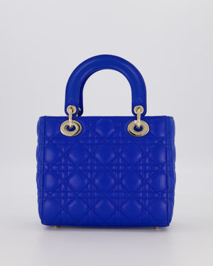 Christian Dior Royal Blue Small Lady Dior Bag in Lambskin Cannage Leather with Champagne Gold Hardware