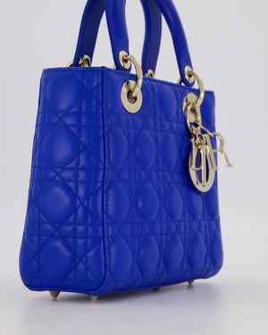 Christian Dior Royal Blue Small Lady Dior Bag in Lambskin Cannage Leather with Champagne Gold Hardware