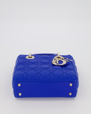Christian Dior Royal Blue Small Lady Dior Bag in Lambskin Cannage Leather with Champagne Gold Hardware