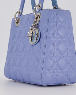 Christian Dior Sky Blue Medium Lady Dior Bag in Lambskin Leather with Silver Hardware