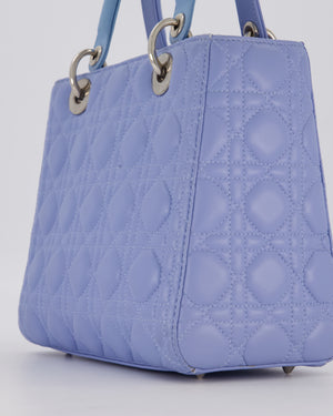 Christian Dior Sky Blue Medium Lady Dior Bag in Lambskin Leather with Silver Hardware