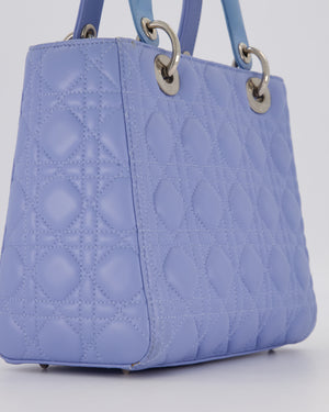 Christian Dior Sky Blue Medium Lady Dior Bag in Lambskin Leather with Silver Hardware
