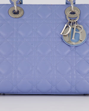 Christian Dior Sky Blue Medium Lady Dior Bag in Lambskin Leather with Silver Hardware