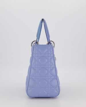 Christian Dior Sky Blue Medium Lady Dior Bag in Lambskin Leather with Silver Hardware