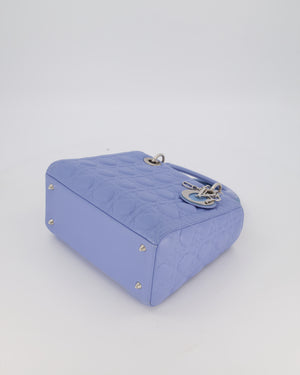 Christian Dior Sky Blue Medium Lady Dior Bag in Lambskin Leather with Silver Hardware