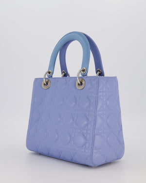 Christian Dior Sky Blue Medium Lady Dior Bag in Lambskin Leather with Silver Hardware