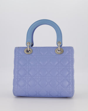 Christian Dior Sky Blue Medium Lady Dior Bag in Lambskin Leather with Silver Hardware