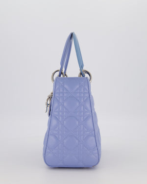 Christian Dior Sky Blue Medium Lady Dior Bag in Lambskin Leather with Silver Hardware