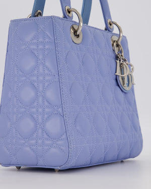 Christian Dior Sky Blue Medium Lady Dior Bag in Lambskin Leather with Silver Hardware