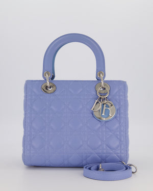 Christian Dior Sky Blue Medium Lady Dior Bag in Lambskin Leather with Silver Hardware