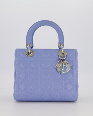 Christian Dior Sky Blue Medium Lady Dior Bag in Lambskin Leather with Silver Hardware