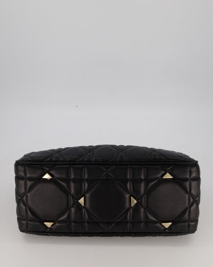Christian Dior Black Large Lady 95.22 Bag in Cannage Lambskin Leather with Champagne Hardware