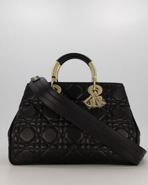 Christian Dior Black Large Lady 95.22 Bag in Cannage Lambskin Leather with Champagne Hardware
