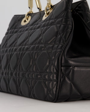 Christian Dior Black Large Lady 95.22 Bag in Cannage Lambskin Leather with Champagne Hardware