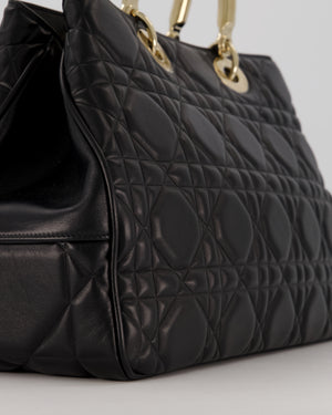 Christian Dior Black Large Lady 95.22 Bag in Cannage Lambskin Leather with Champagne Hardware